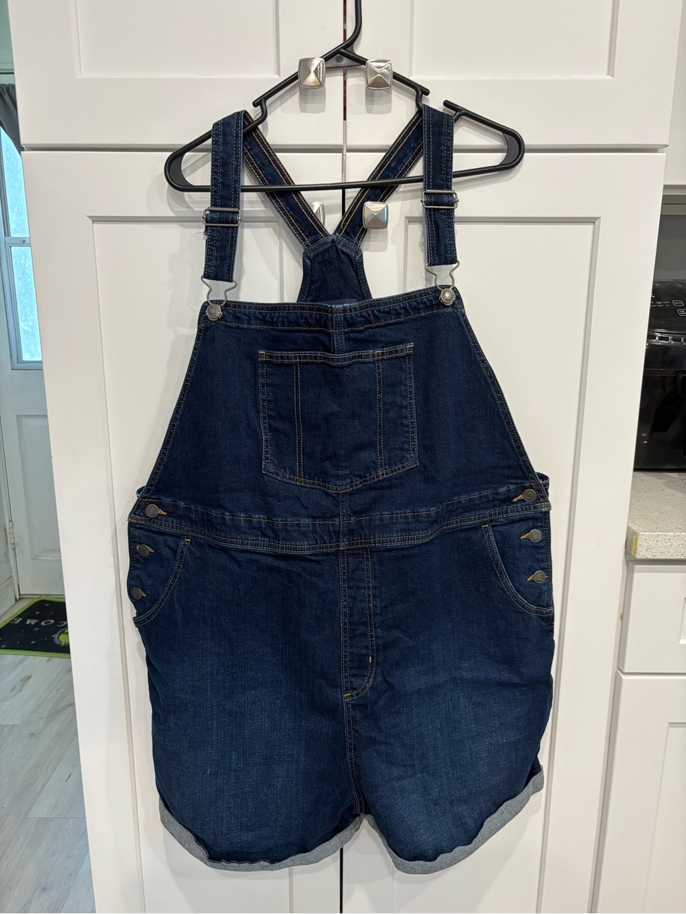 Amazon Essentials Dark Blue Denim Short Overalls